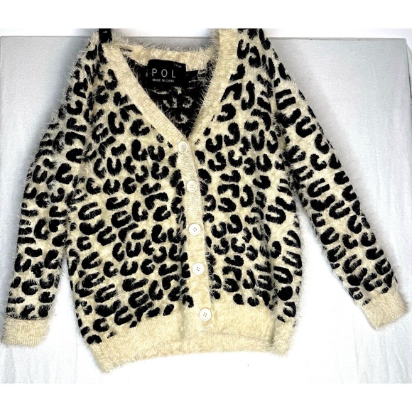 Anthropologie POL Cheetah Print Fury Long Sleeve Button Down CardiganWomen L - Picture 1 of 4